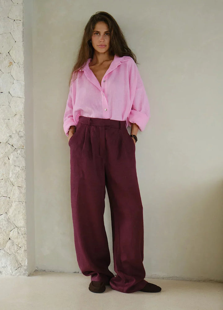 Muse & Valeur | Linen Wide-Leg Trousers for Women in Natural