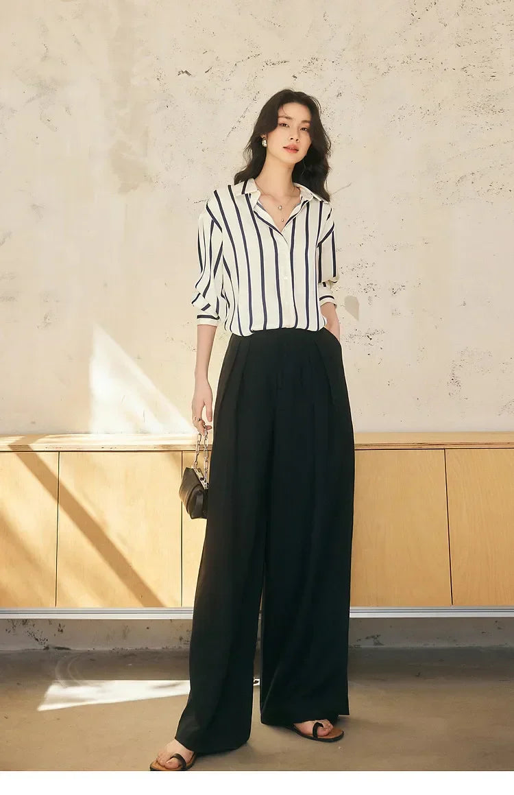 Muse and Valeur | Satin Blouse | Stripe