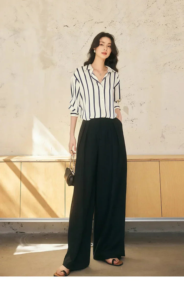 Muse and Valeur | Satin Blouse | Stripe