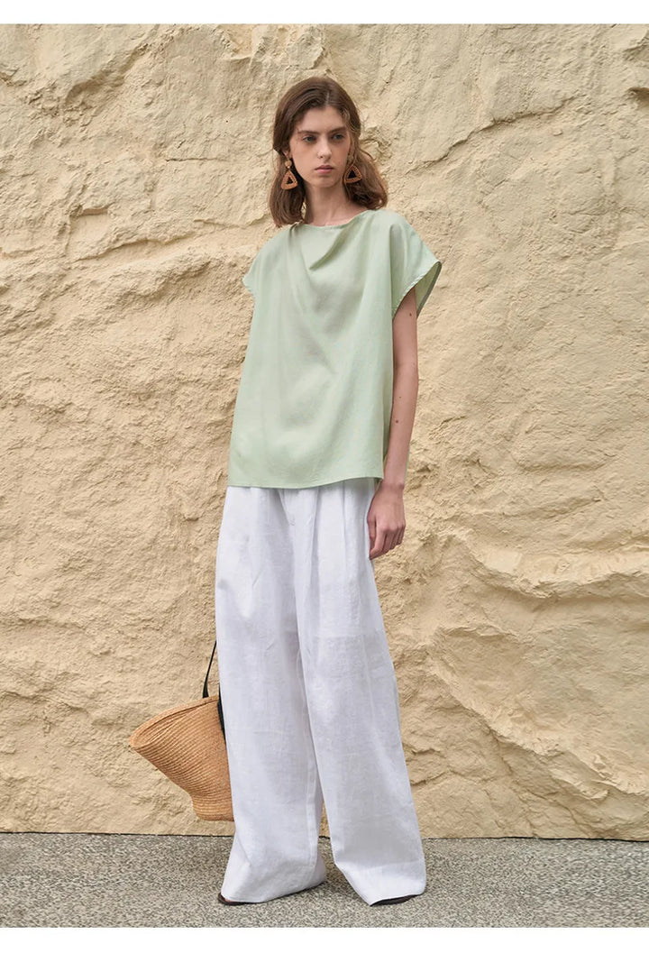 Muse & Valeur | Pleated Wide Leg Linen Pant