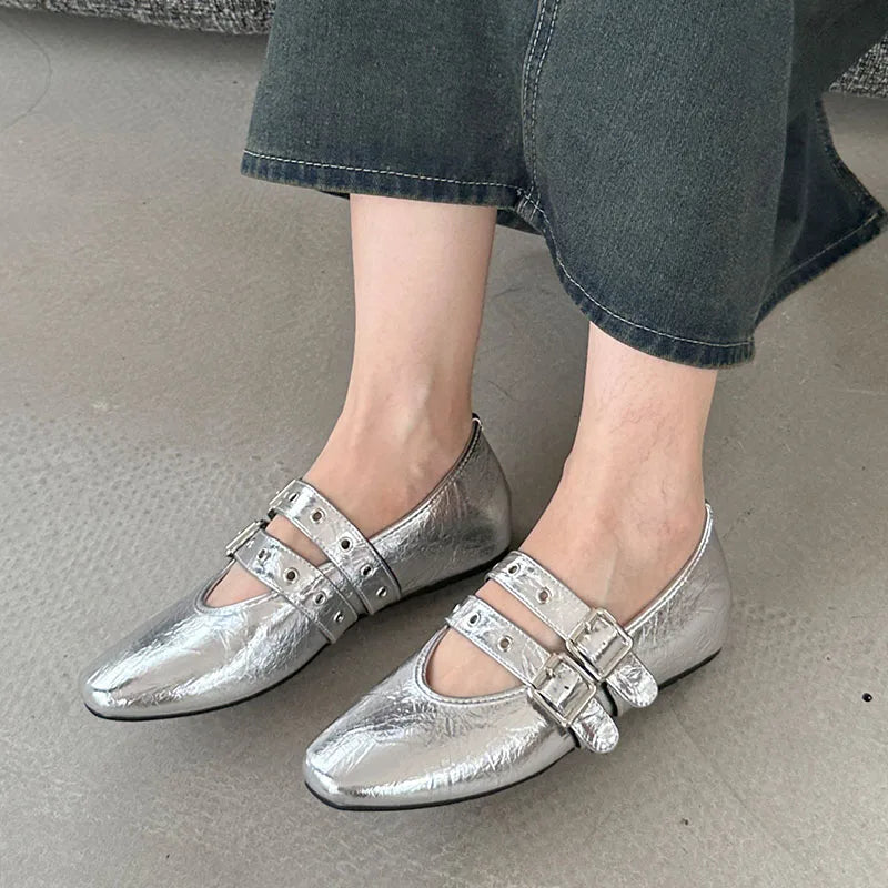 Muse & Valeur | Mary Jane Flats for Women in Black Leather