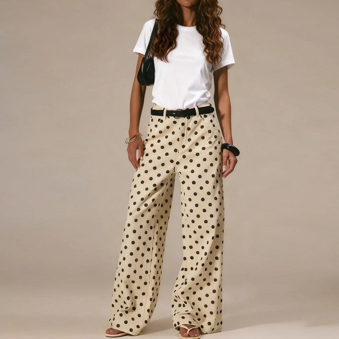 Muse & Valeur | Polka Dot Wide-Leg Trousers for Women