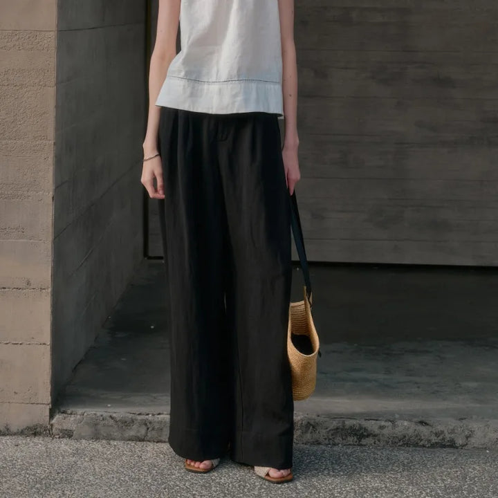 Muse & Valeur | Pleated Wide Leg Linen Pant