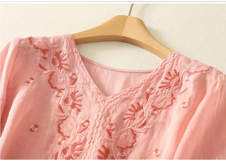 Muse and Valeur | V-Neck Cotton Blouse