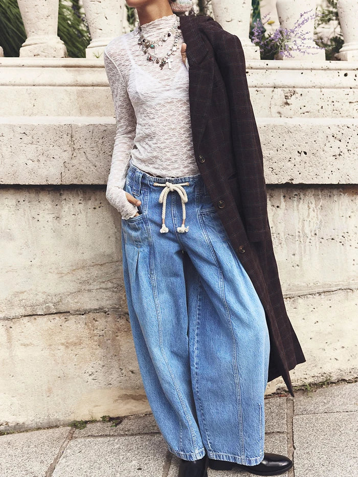 Muse & Valeur | Drawstring Denim Pants for Women