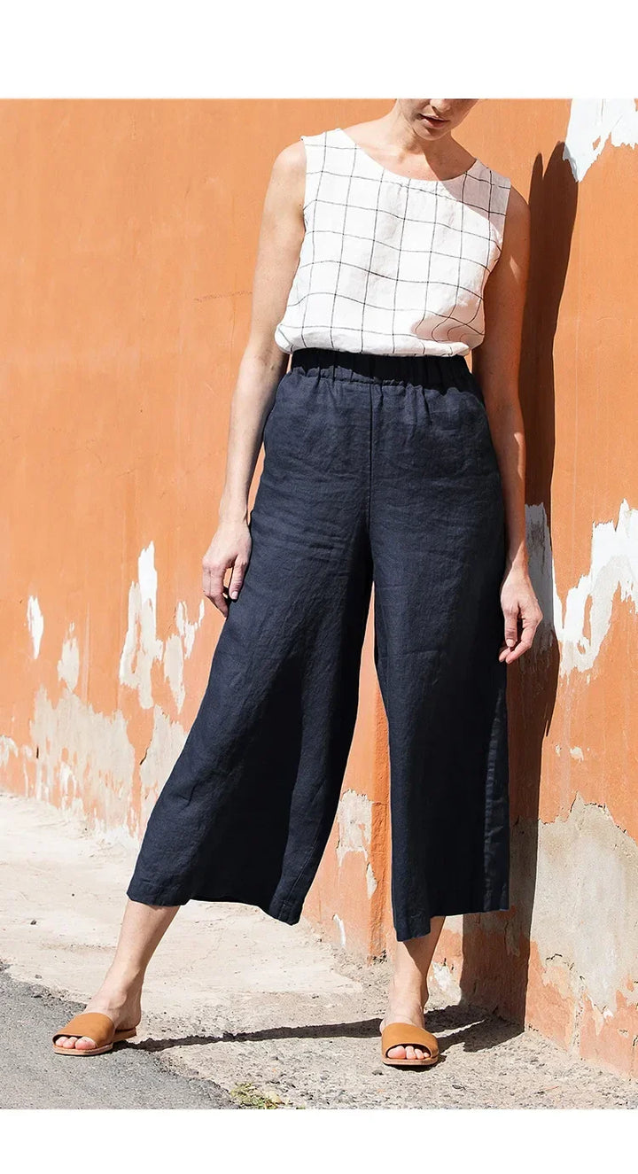 Muse & Valeur | Wide Leg Linen Pant for Women in Natural Color