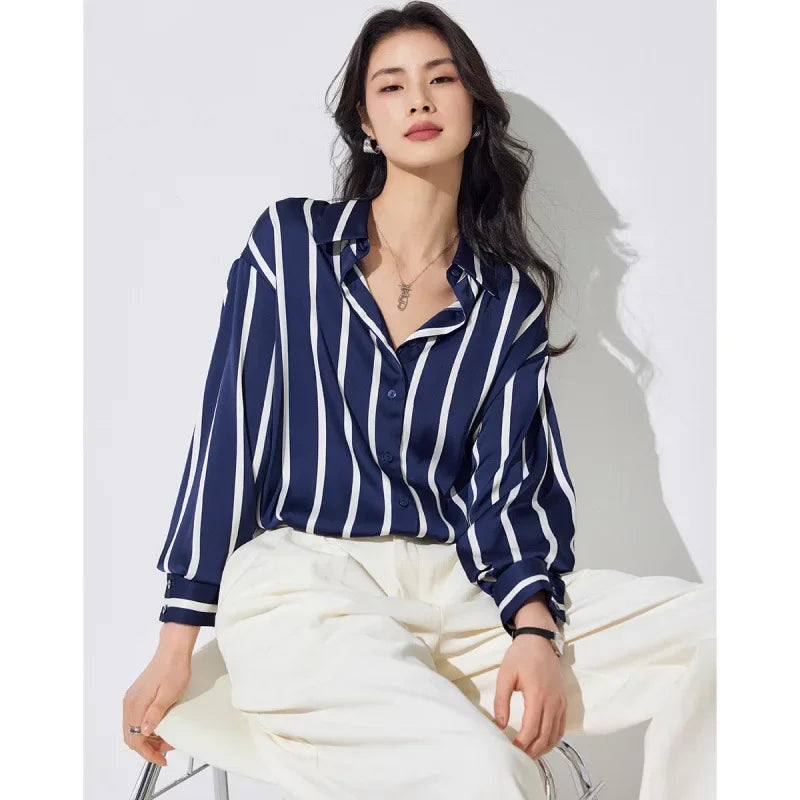 Muse and Valeur | Satin Blouse | Stripe