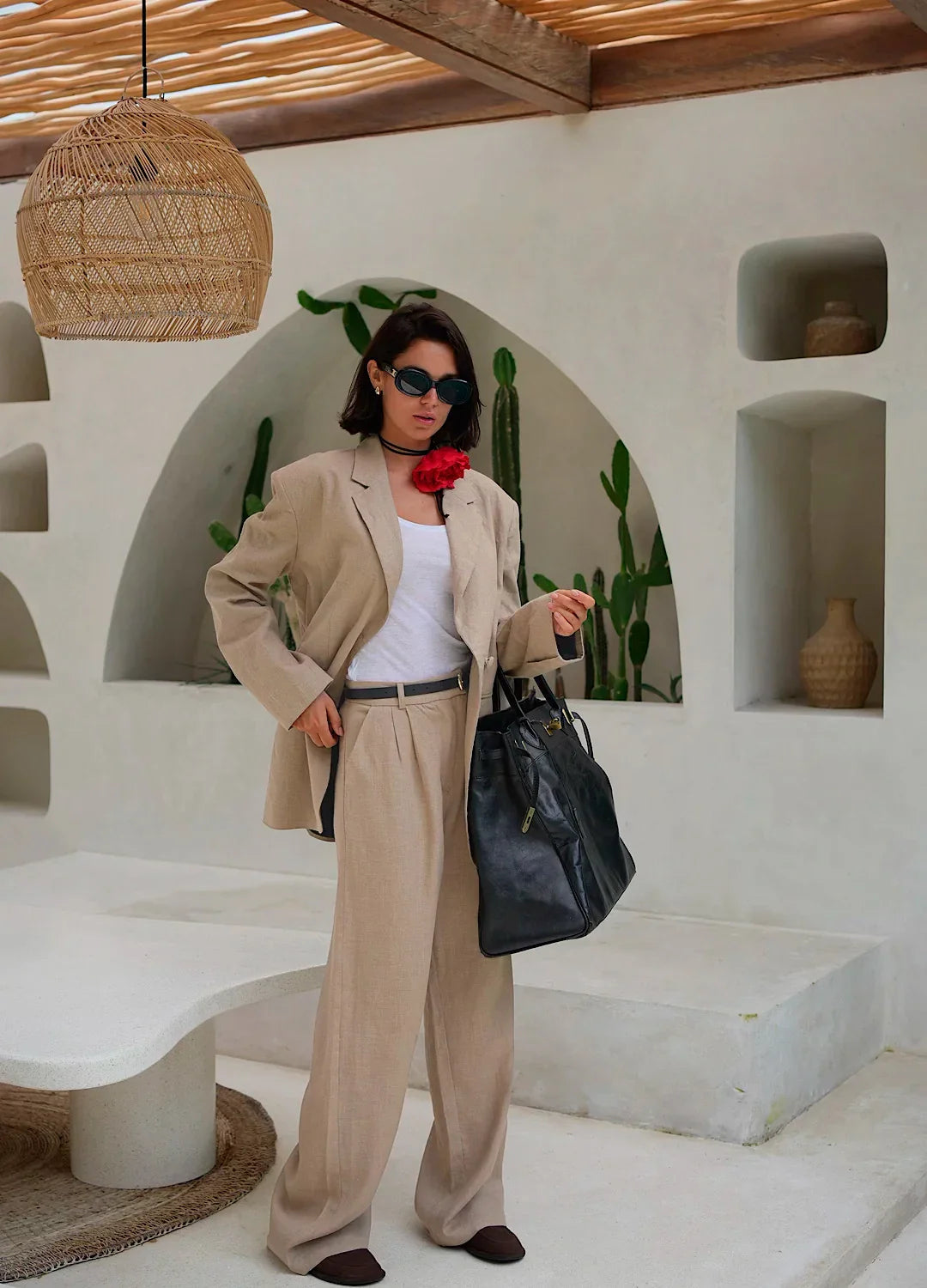 Muse & Valeur | Linen Wide-Leg Trousers for Women in Natural