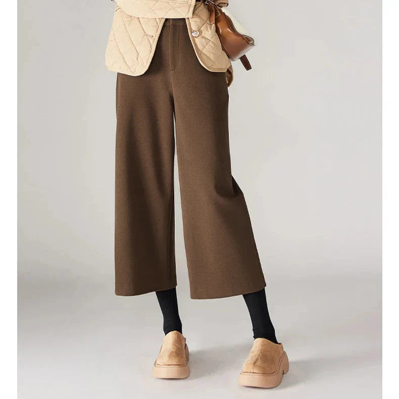 Muse & Valeur | Wool Wide Leg Pants for Women in Autumn Color