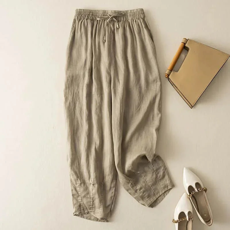 Muse & Valeur | Linen Pants for Women in Natural Fit, Beige