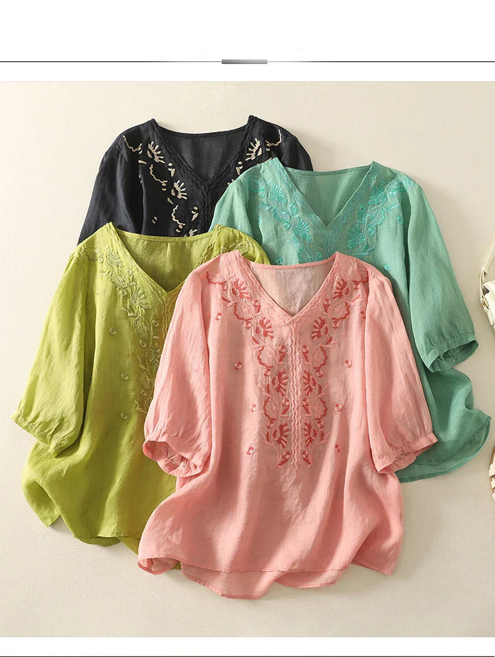 Muse and Valeur | V-Neck Cotton Blouse