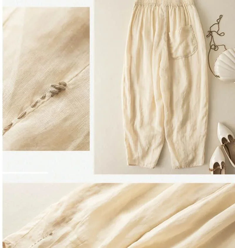 Muse & Valeur | Linen Pants for Women in Natural Fit, Beige