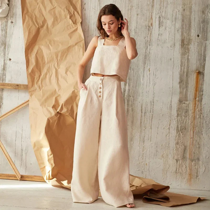 Muse & Valeur | Cotton Wide-Leg Pant for Women in Natural