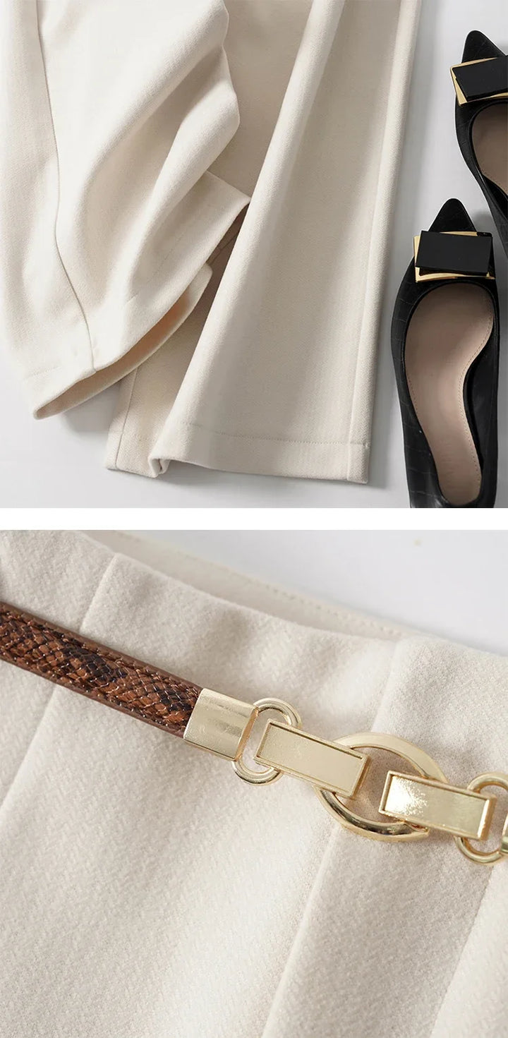 Muse & Valeur | Wide Leg Wool Trousers for Women in Black