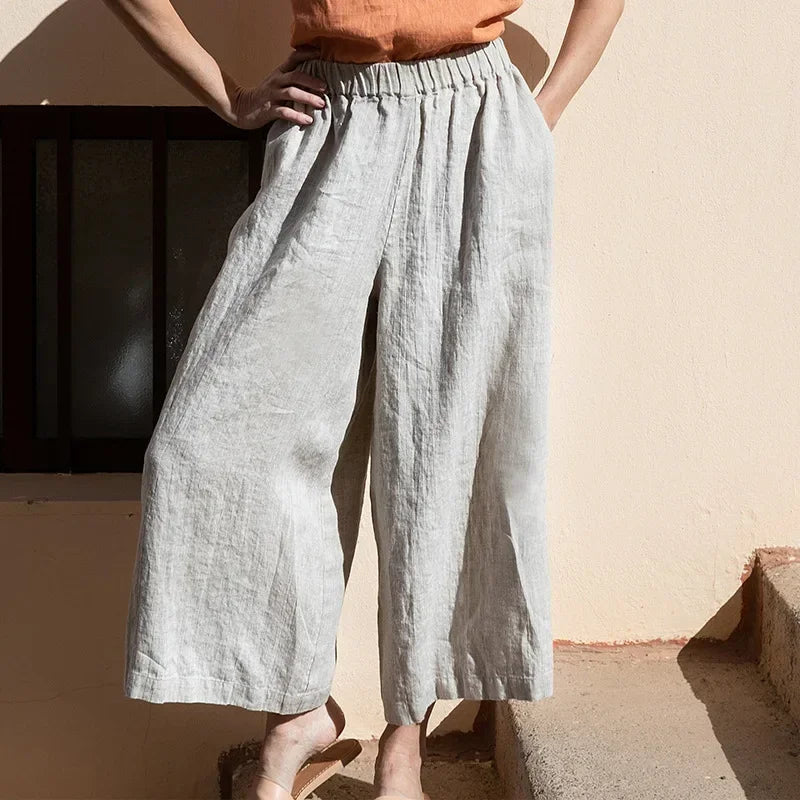 Muse & Valeur | Wide Leg Linen Pant for Women in Natural Color