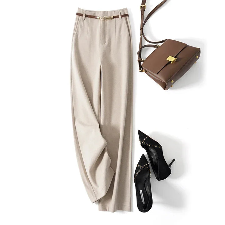 Muse & Valeur | Wide Leg Wool Trousers for Women in Black