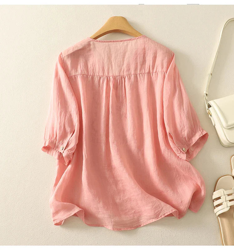 Muse and Valeur | V-Neck Cotton Blouse