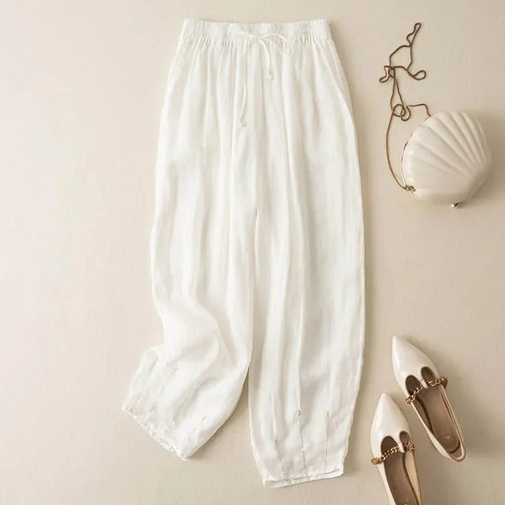 Muse & Valeur | Linen Pants for Women in Natural Fit, Beige