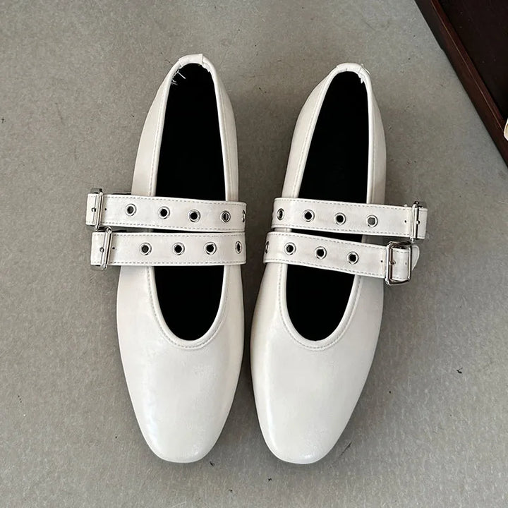 Muse & Valeur | Mary Jane Flats for Women in Black Leather