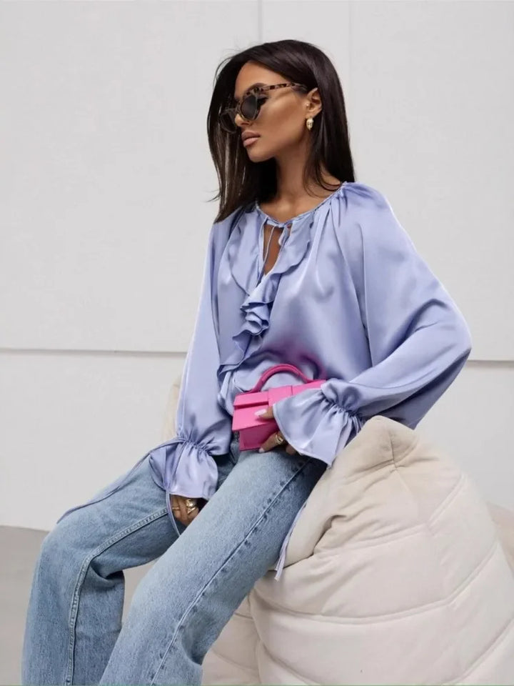 Muse and Valeur | Satin Ruffle Blouse