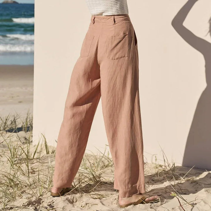 Muse & Valeur | Linen Trousers for Women, Summer Fit, Natural Color