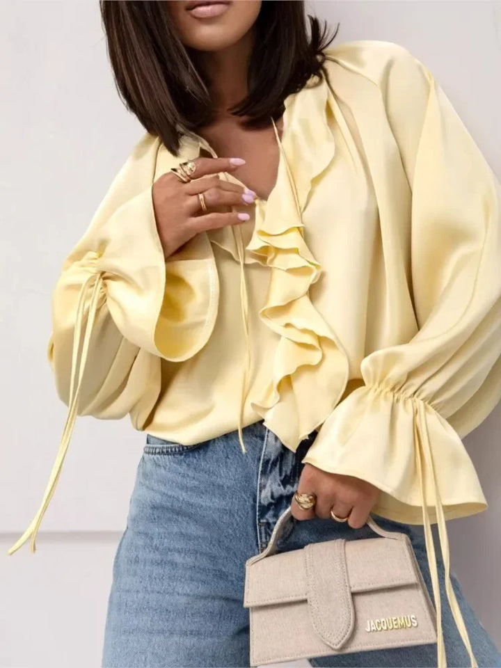 Muse and Valeur | Satin Ruffle Blouse