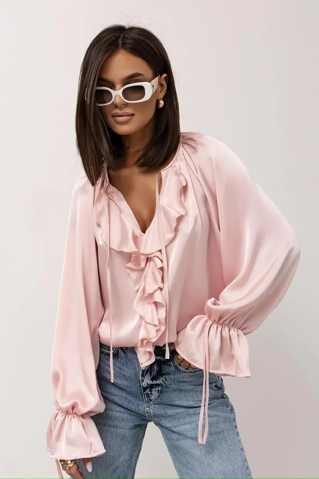 Muse and Valeur | Satin Ruffle Blouse