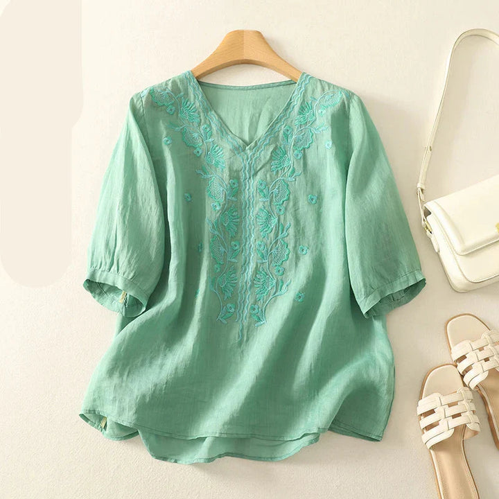 Muse and Valeur | V-Neck Cotton Blouse