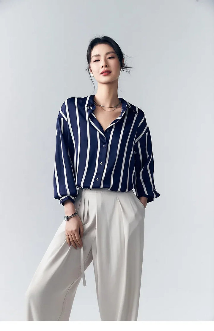 Muse and Valeur | Satin Blouse | Stripe