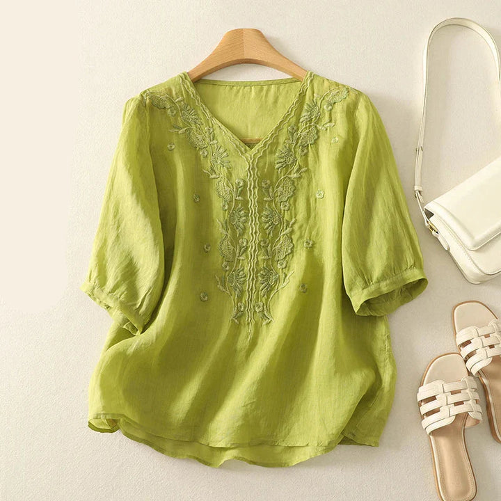 Muse and Valeur | V-Neck Cotton Blouse