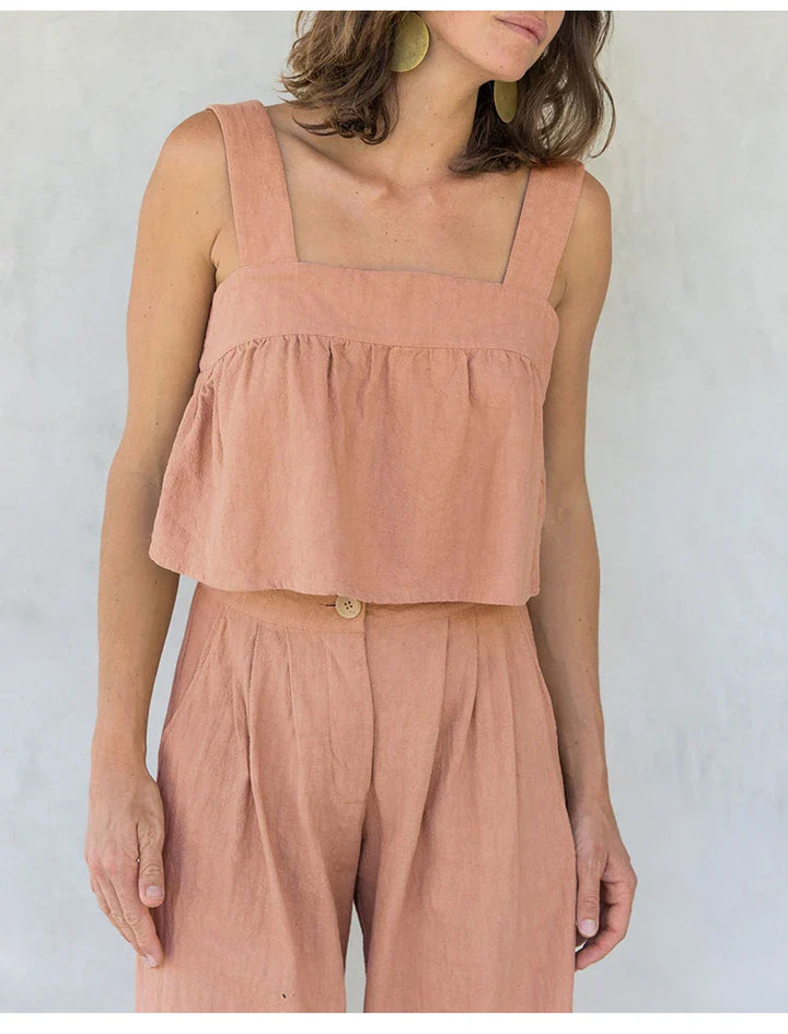 Muse & Valeur | Linen Pleated Culotte Pant for Women