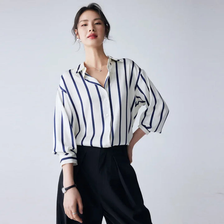 Muse and Valeur | Satin Blouse | Stripe