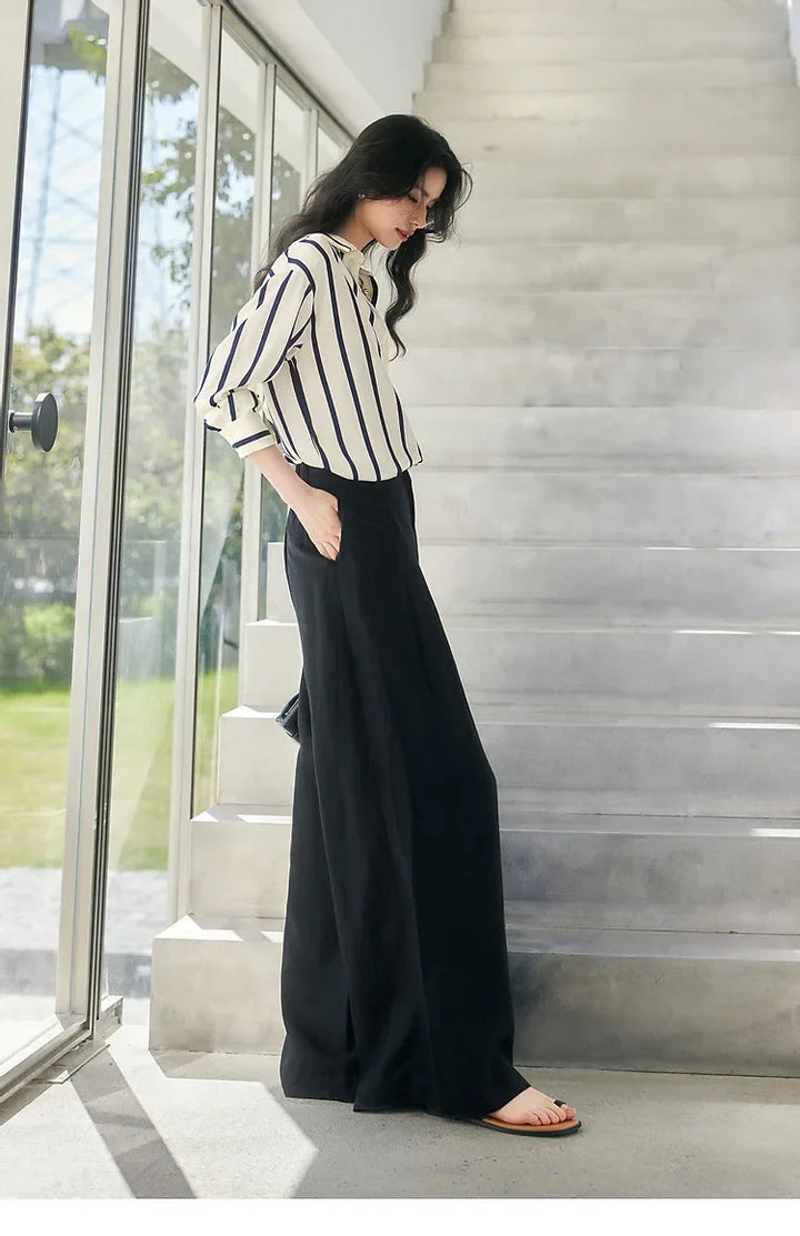 Muse and Valeur | Satin Blouse | Stripe