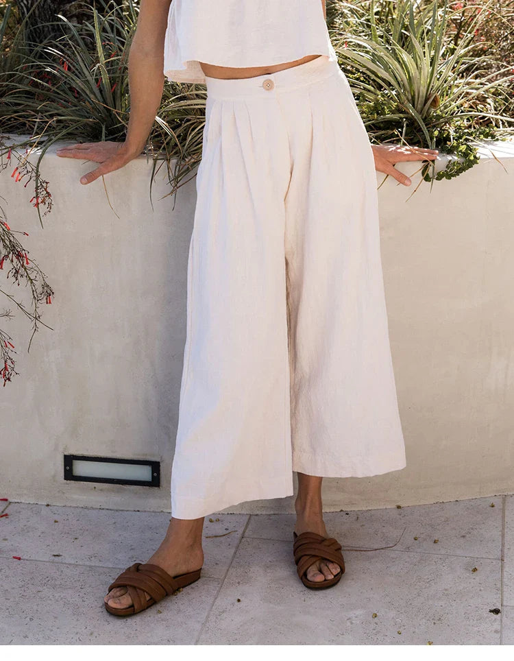 Muse & Valeur | Linen Pleated Culotte Pant for Women