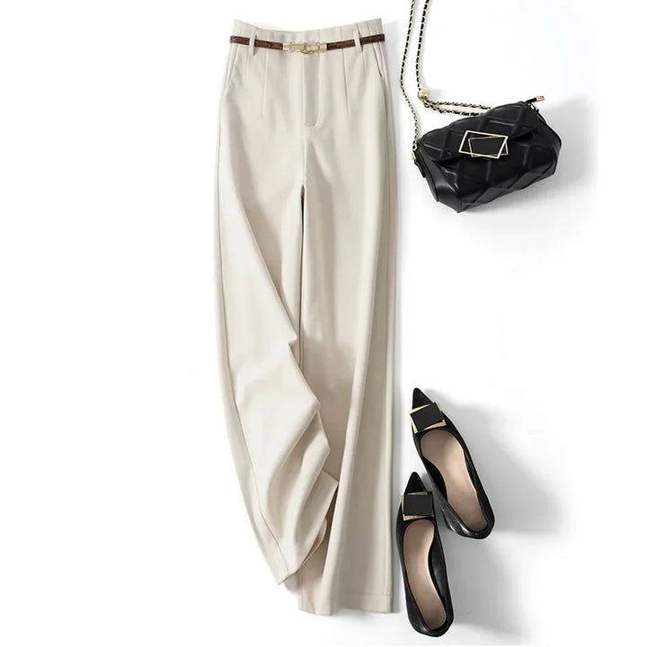 Muse & Valeur | Wide Leg Wool Trousers for Women in Black