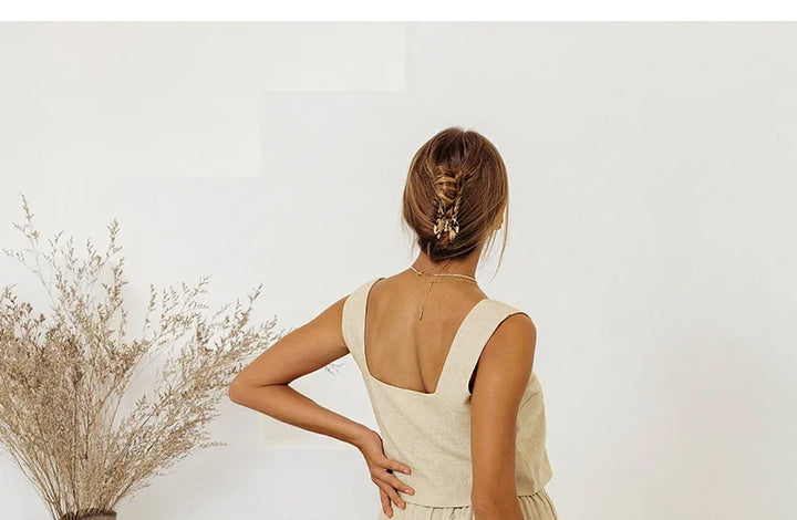 Muse & Valeur | Linen Wide Leg Pant for Women in Ruffle Style