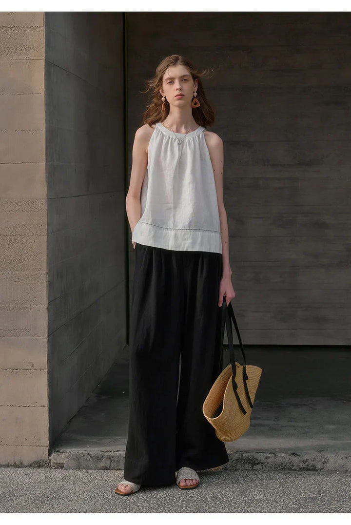 Muse & Valeur | Pleated Wide Leg Linen Pant