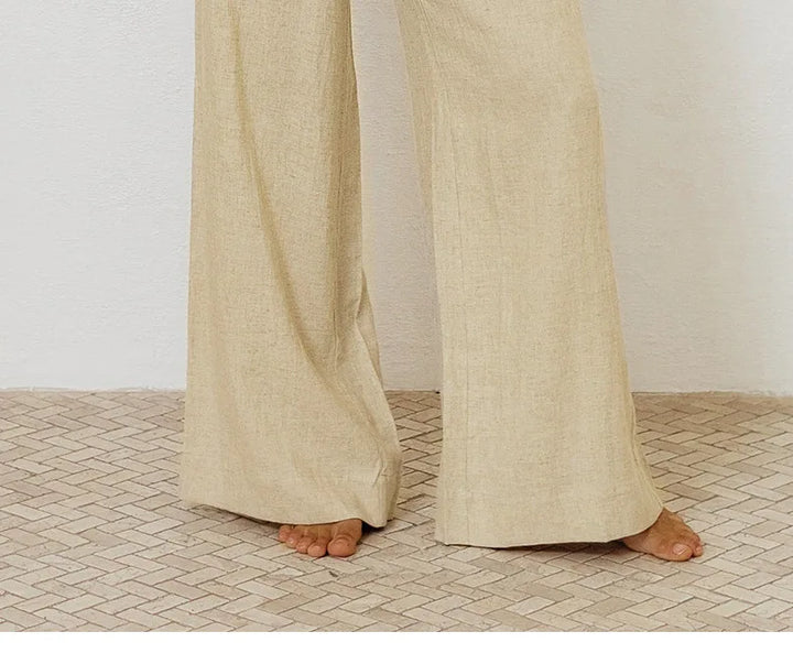 Muse & Valeur | Linen Wide Leg Pant for Women in Ruffle Style