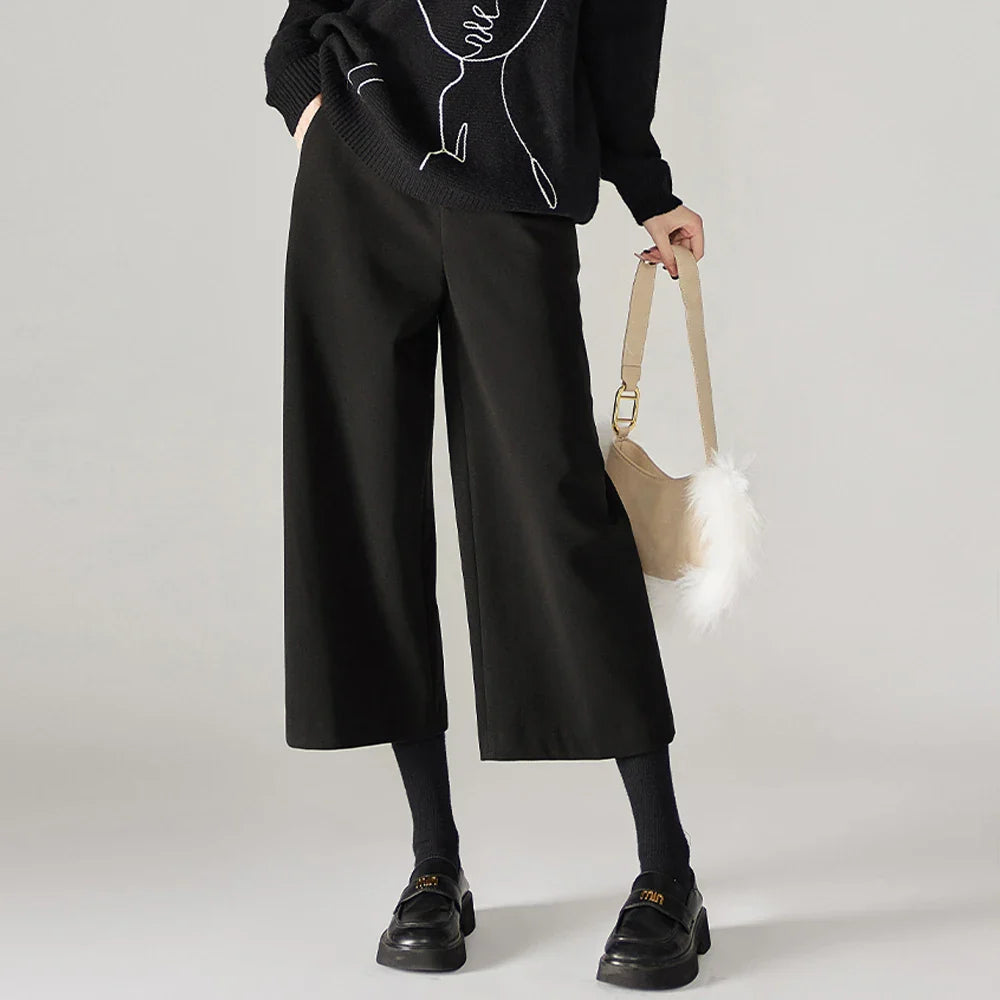Muse & Valeur | Wool Wide Leg Pants for Women in Autumn Color