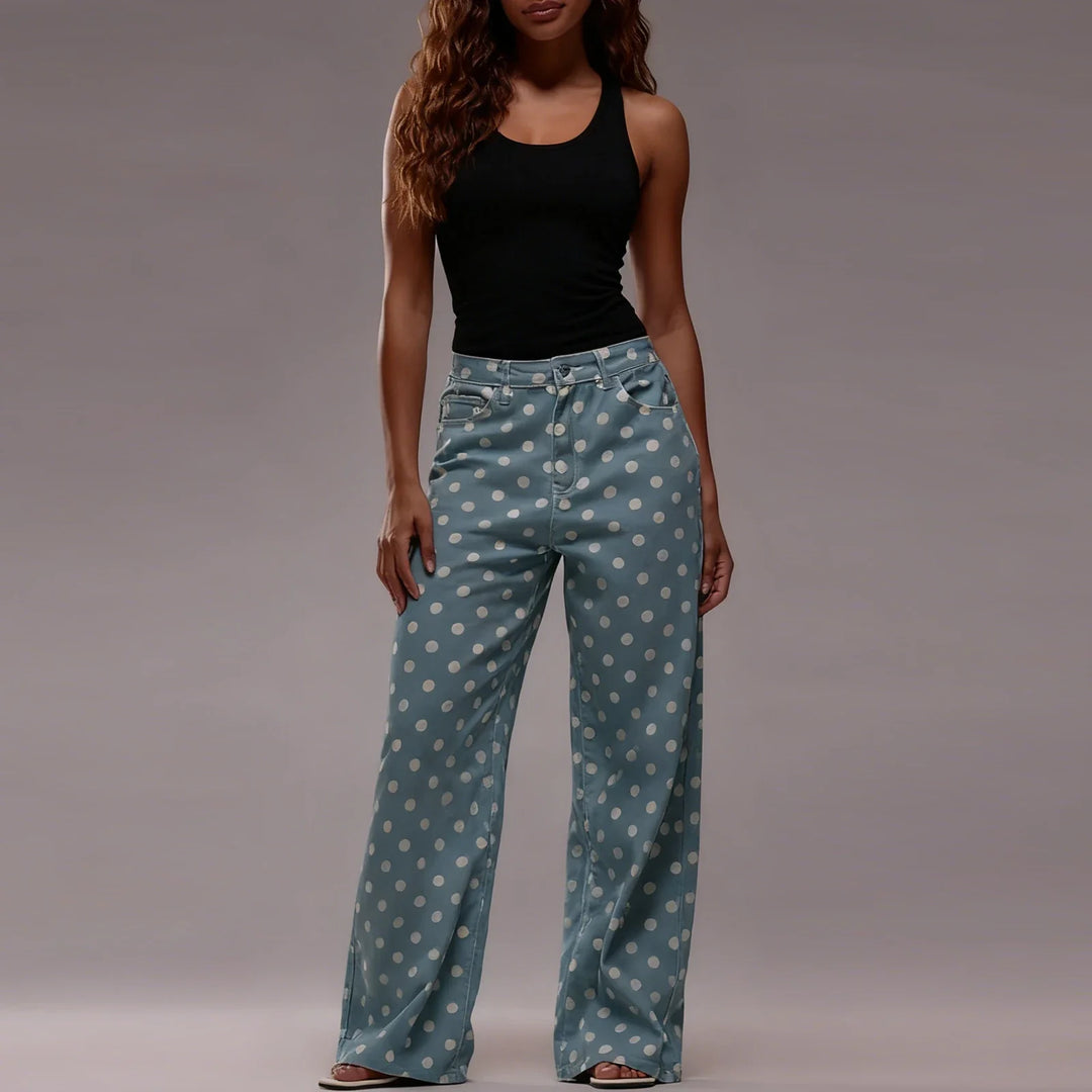 Muse & Valeur | Polka Dot Wide-Leg Trousers for Women