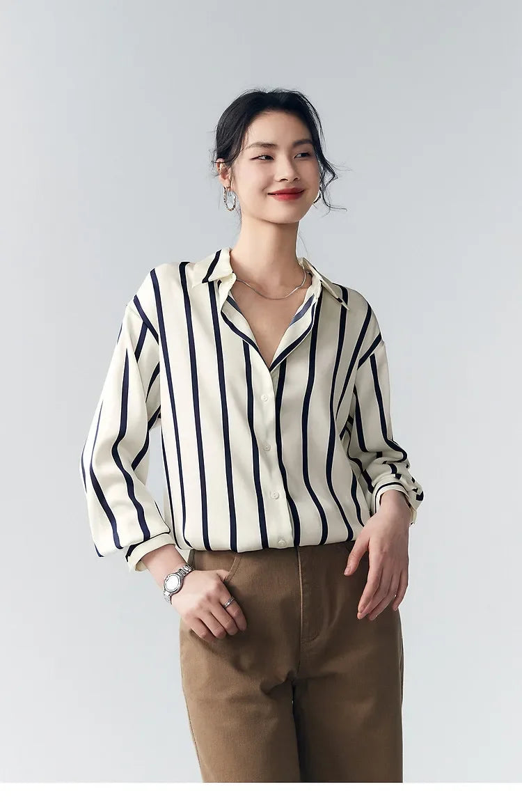 Muse and Valeur | Satin Blouse | Stripe