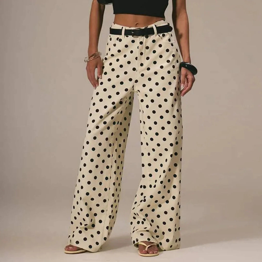 Muse & Valeur | Polka Dot Wide-Leg Trousers for Women