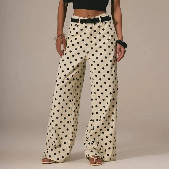 Muse & Valeur | Polka Dot Wide-Leg Trousers for Women