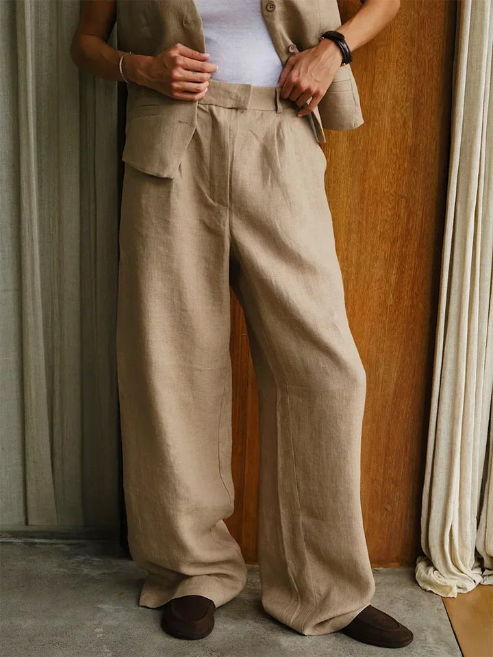 Muse & Valeur | Linen Wide-Leg Trousers for Women in Natural