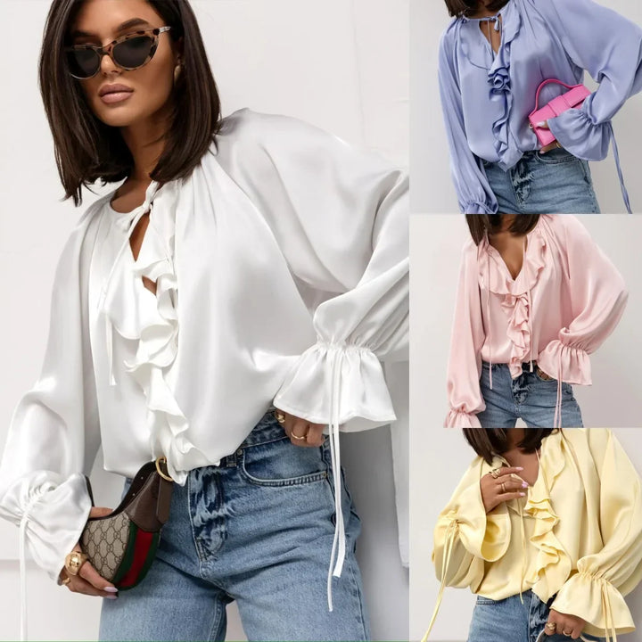 Muse and Valeur | Satin Ruffle Blouse