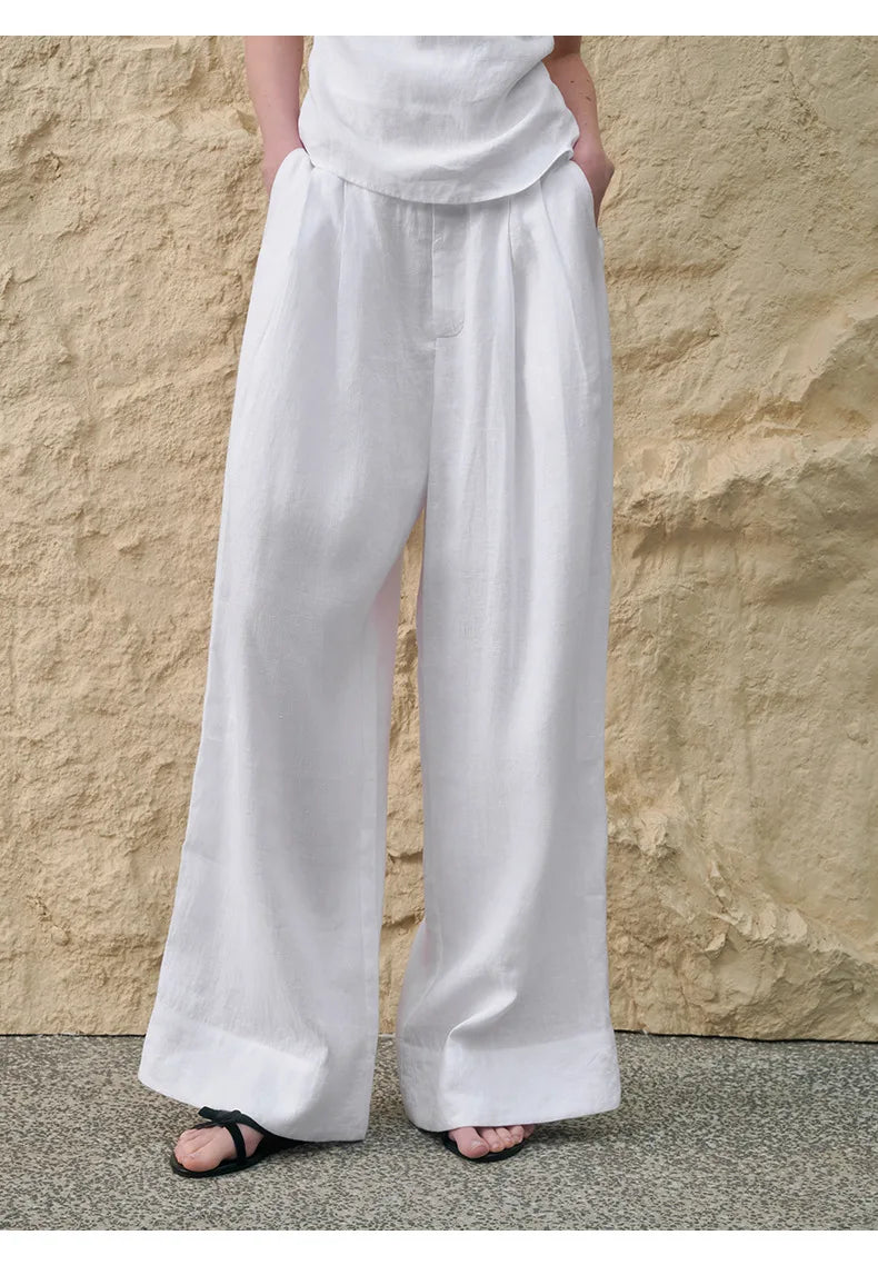 Muse & Valeur | Pleated Wide Leg Linen Pant