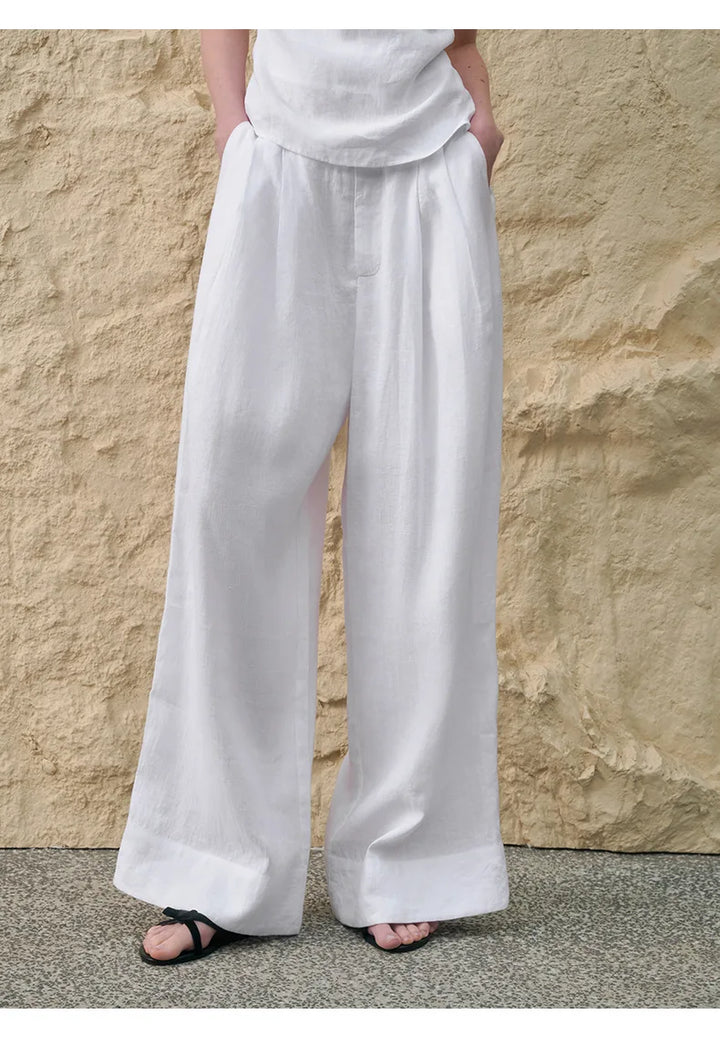 Muse & Valeur | Pleated Wide Leg Linen Pant