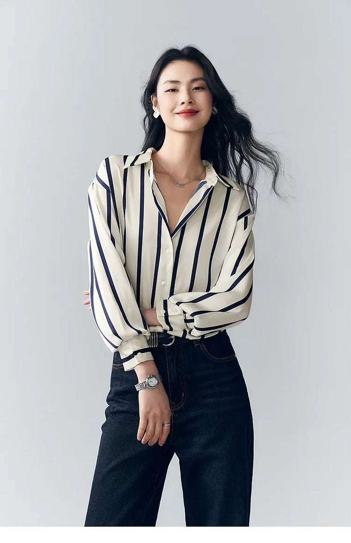 Muse and Valeur | Satin Blouse | Stripe