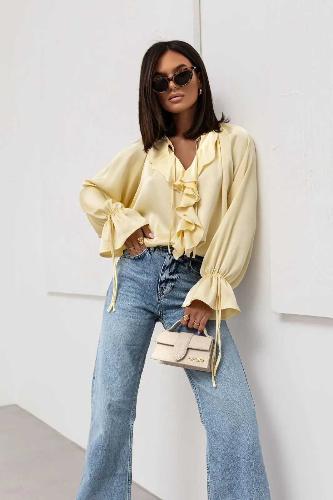 Muse and Valeur | Satin Ruffle Blouse