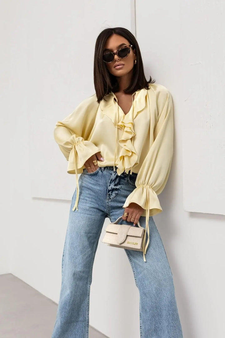 Muse and Valeur | Satin Ruffle Blouse